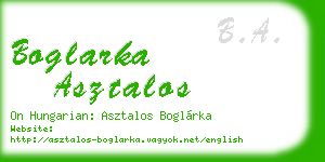 boglarka asztalos business card